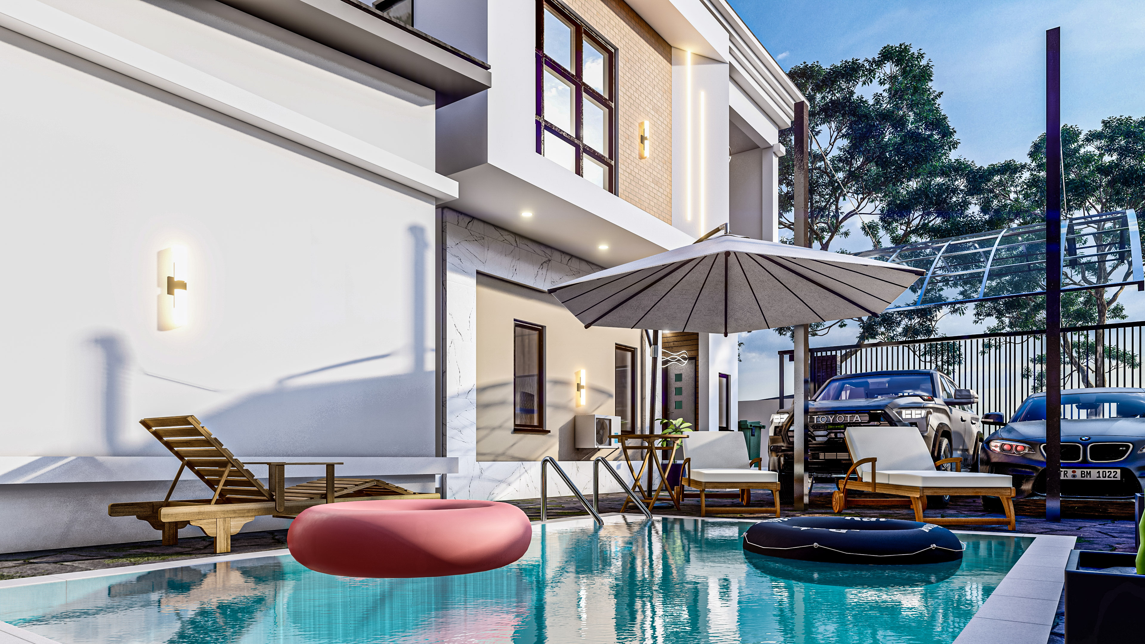 Modern Duplex with BQ house plan