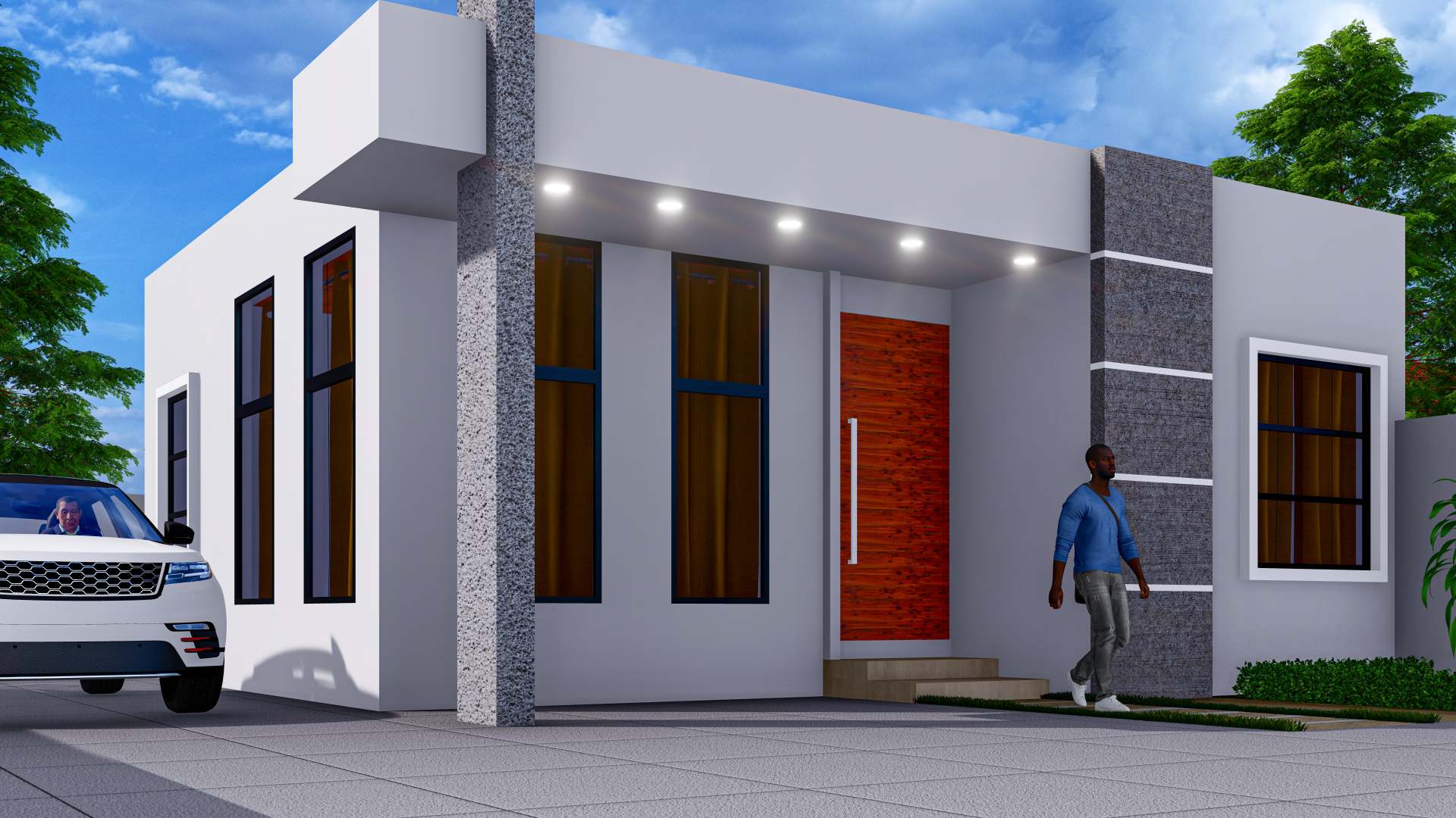 Modern 2-bedroom bungalow 3D Render