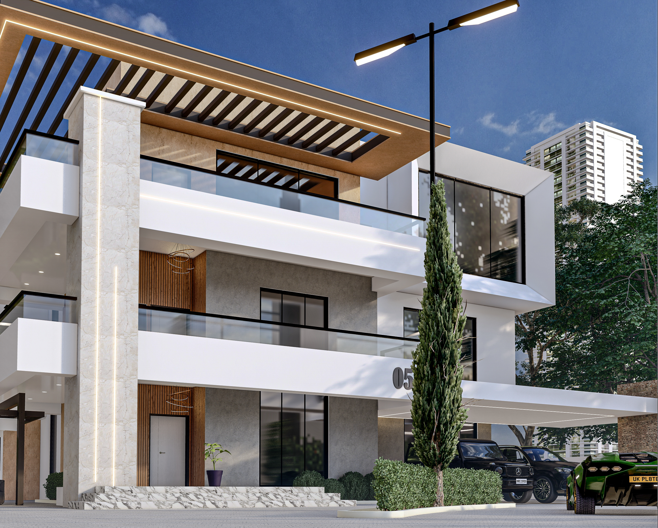 Modern 6 Bedroom Mansion 3D Render
